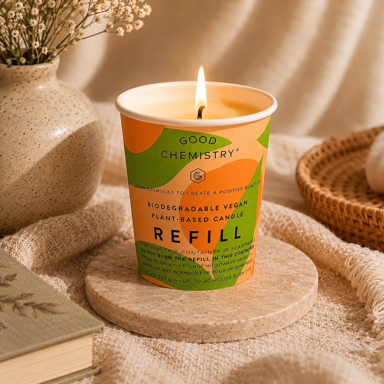 ILLUME Beauifully Done Orange Flower + Powder Refillable Candle 8.3oz