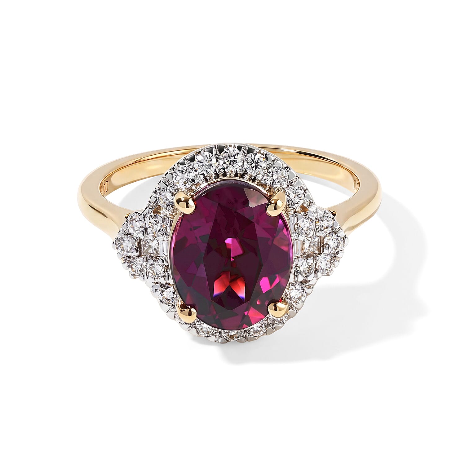 Certified and Appraised Luxoro AAA Radiant Ember Garnet and Diamond (I2) 3.45 ctw Ring in 10K Yellow Gold (Size 6.0)
