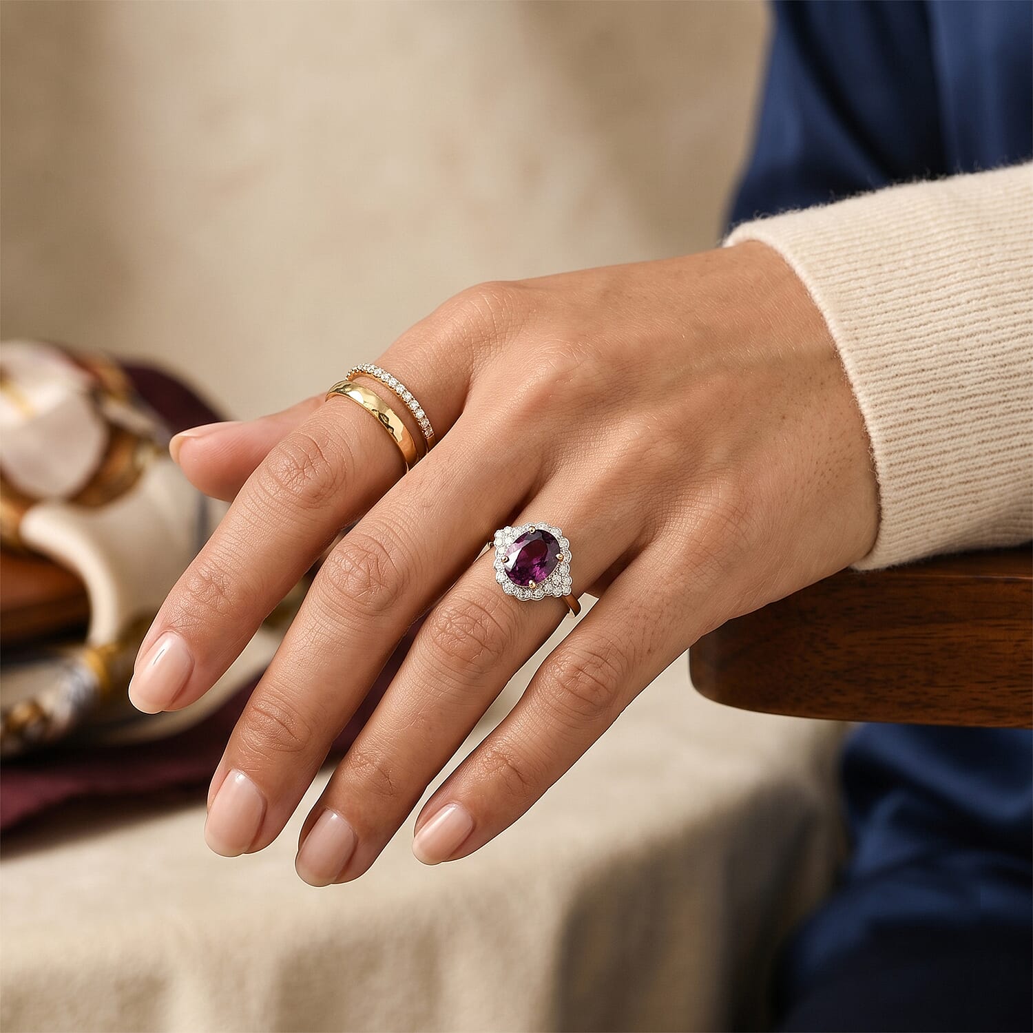 Certified and Appraised Luxoro AAA Radiant Ember Garnet and Diamond (I2) 3.45 ctw Ring in 10K Yellow Gold (Size 6.0)