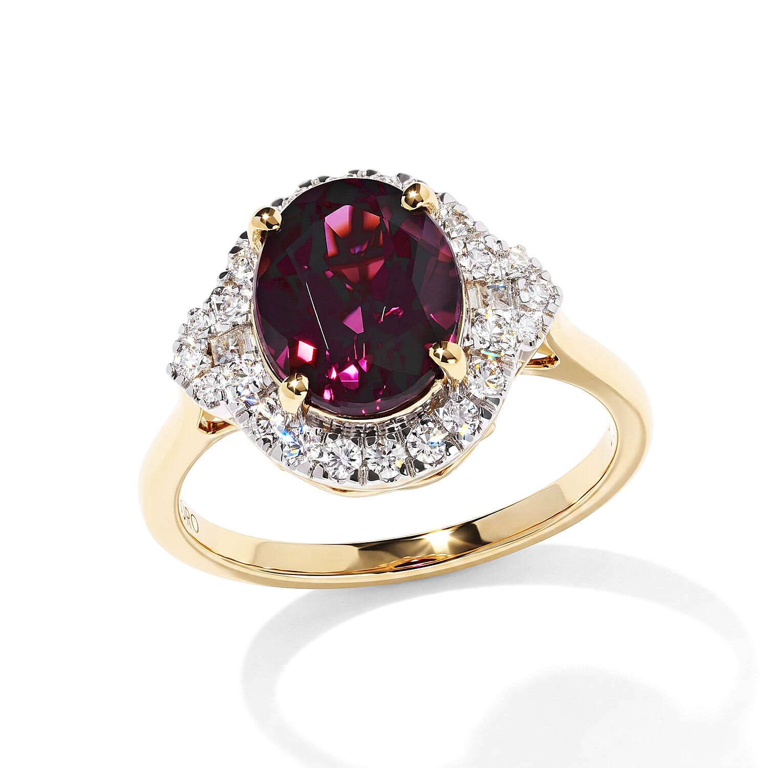 Certified and Appraised Luxoro AAA Radiant Ember Garnet and Diamond (I2) 3.45 ctw Ring in 10K Yellow Gold (Size 6.0)