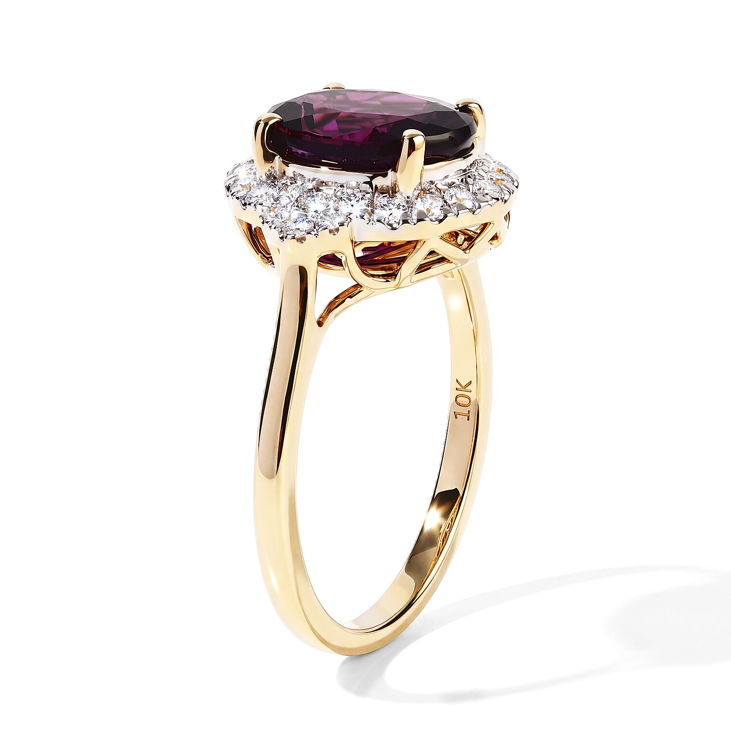 Certified and Appraised Luxoro AAA Radiant Ember Garnet and Diamond (I2) 3.45 ctw Ring in 10K Yellow Gold (Size 6.0)