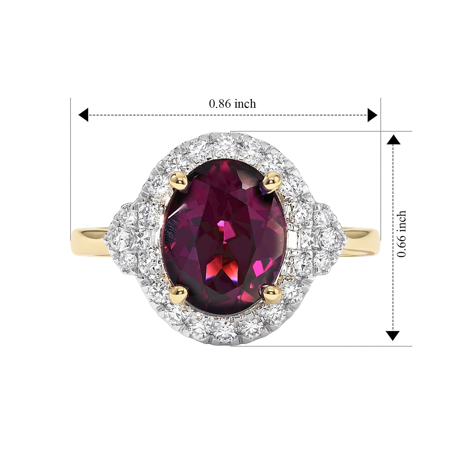 Certified and Appraised Luxoro AAA Radiant Ember Garnet and Diamond (I2) 3.45 ctw Ring in 10K Yellow Gold (Size 6.0)