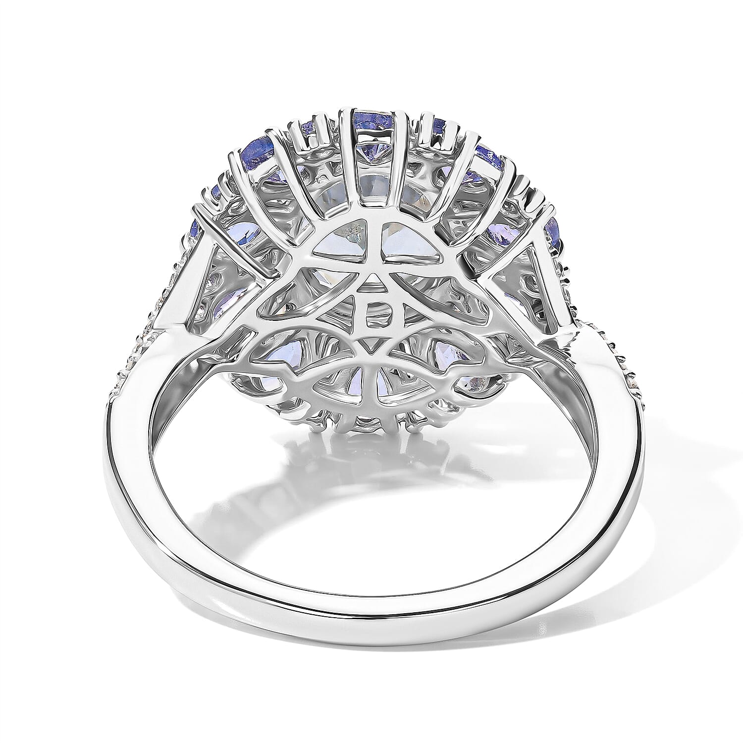 D'Joy Premium Mangoro Santo Aquamarine and Multi Gemstone 4.50 ctw Ring in Rhodium Over Sterling Silver (Size 9.0)