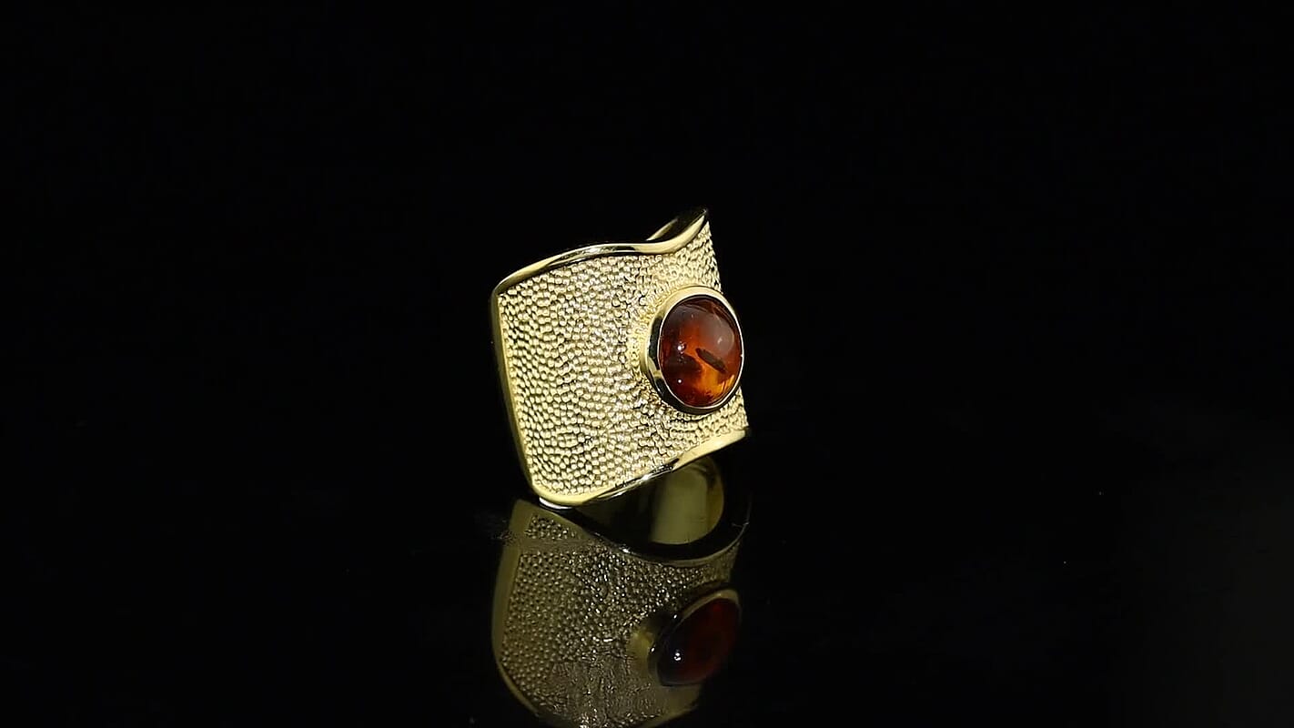 EverTrue Amber Fancy Ring in 18K YG Plated (Size 7) 1.00 ctw