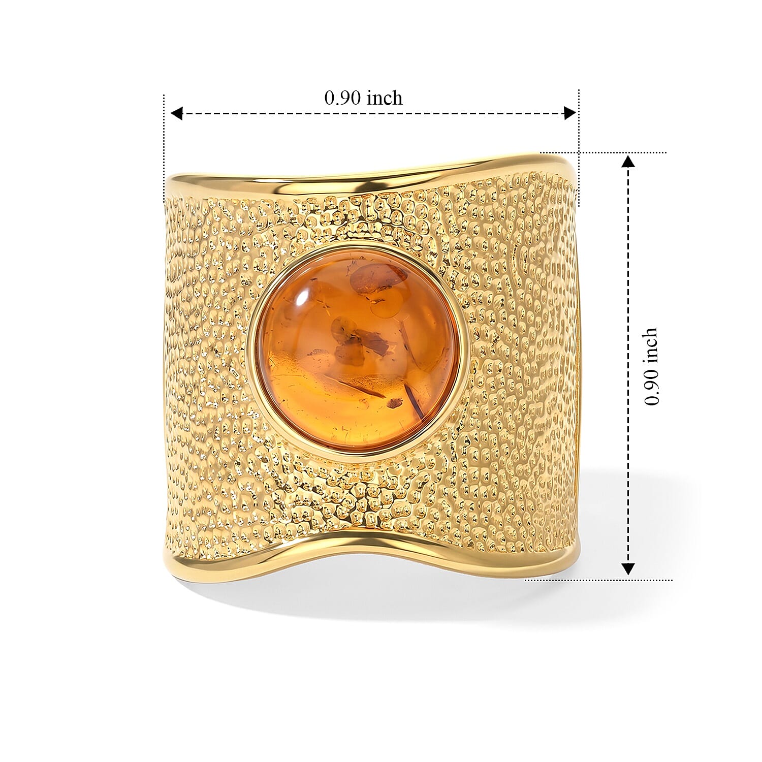 EverTrue Baltic Amber Coast Ring in 18K YG Plated (Size 5.0)