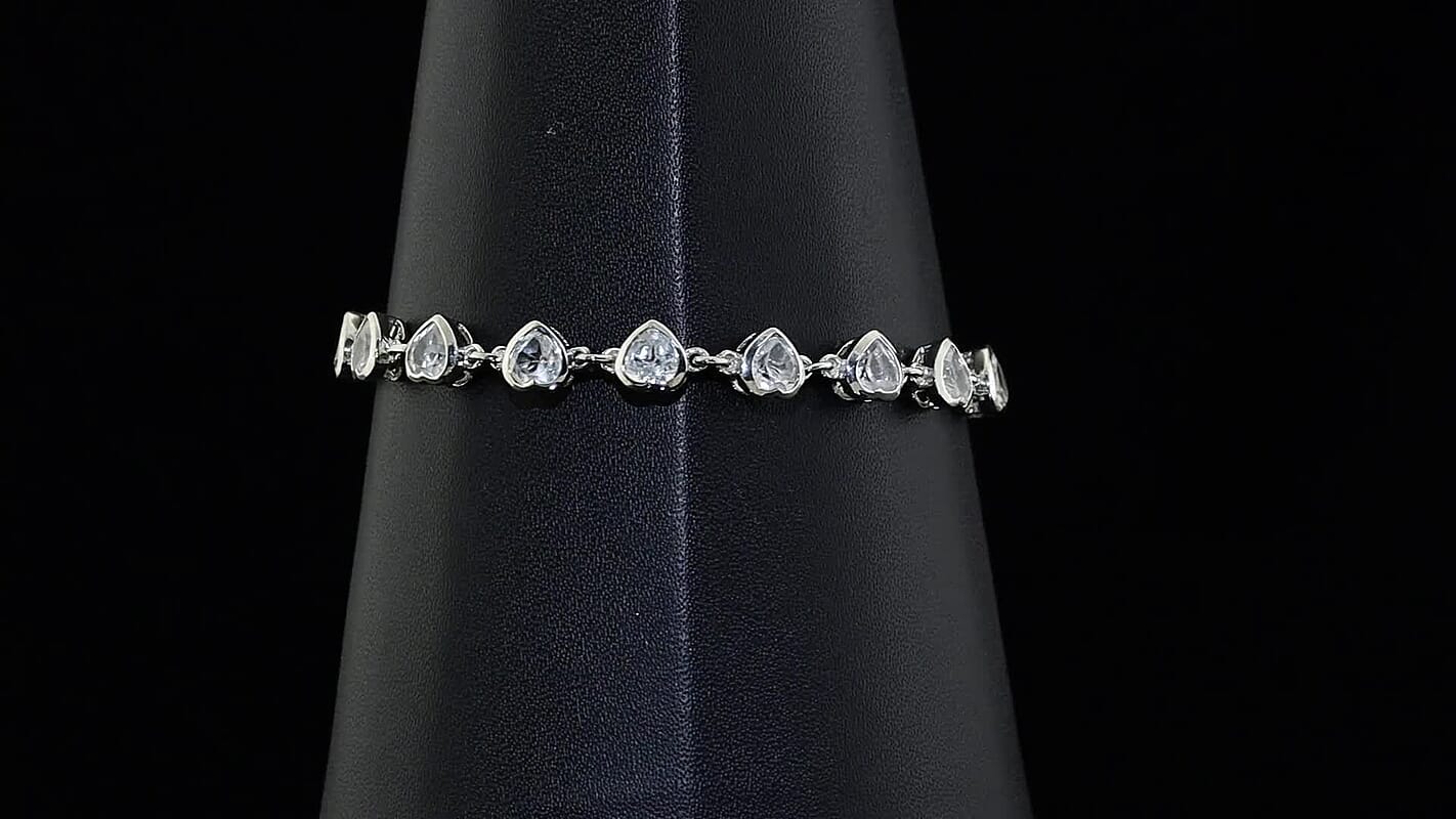 EverTrue Lab Created White Sapphire 11.70 ctw Bracelet in Platinum Bond (7.25 In)