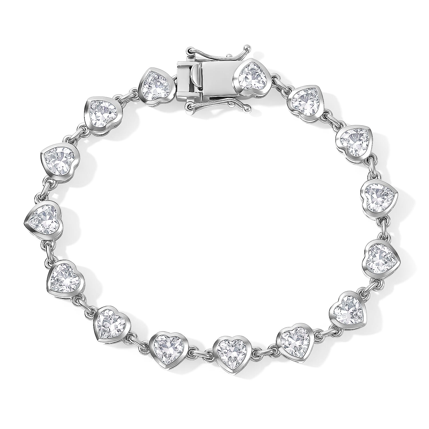 EverTrue Lab Created White Sapphire 11.70 ctw Bracelet in Platinum Bond (7.25 In)