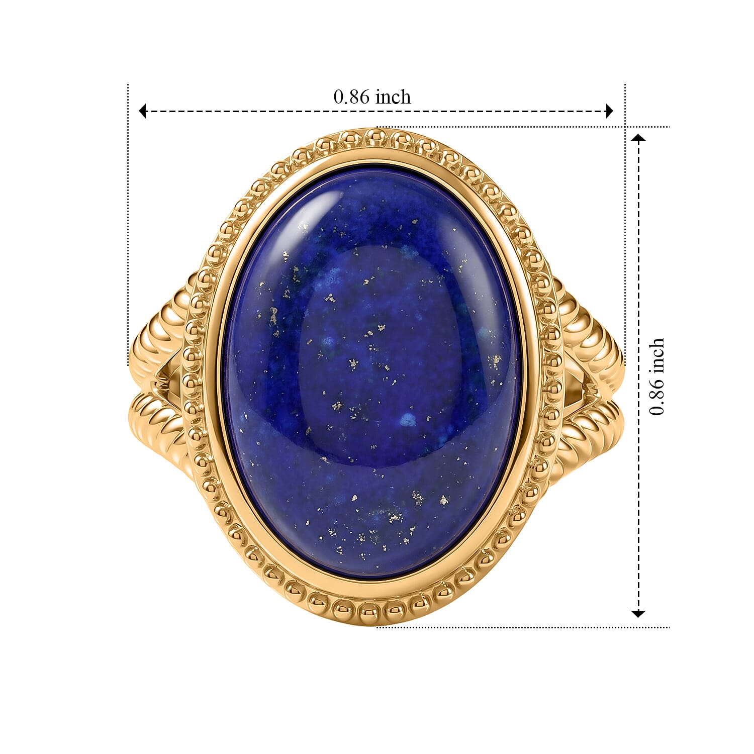 EverTrue Lapis Lazuli 12.90 ctw Pharaohs Blue Ring in 18K YG Plated (Size 6.0)