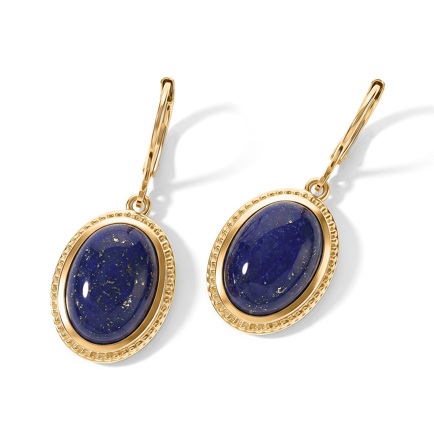 EverTrue Lapis Lazuli 14.30 ctw Solitaire Lever Back Earrings in 18K YG Plated