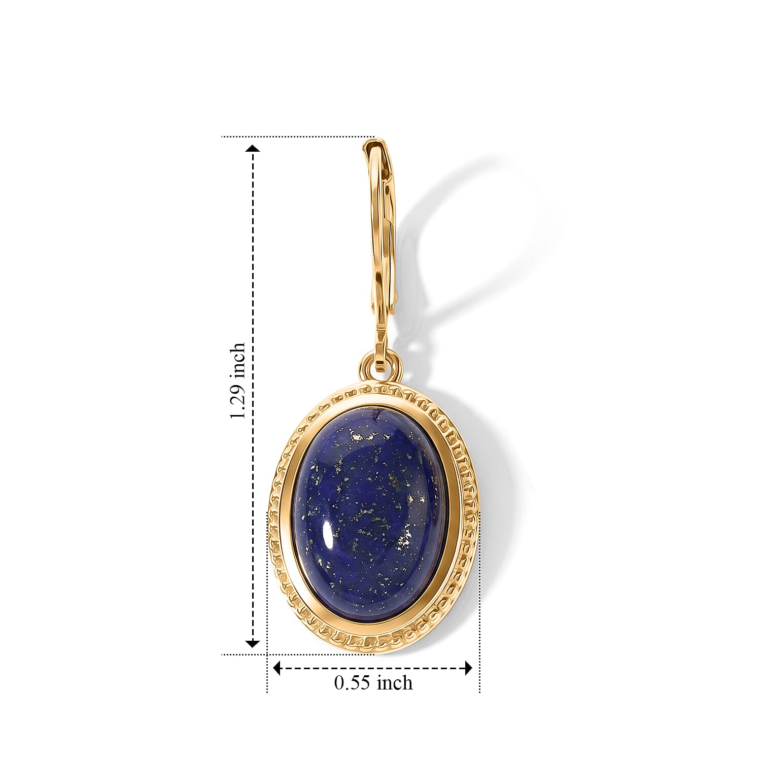 EverTrue Lapis Lazuli 14.30 ctw Solitaire Lever Back Earrings in 18K YG Plated