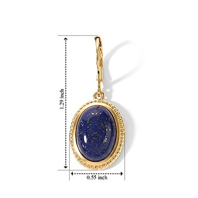 EverTrue Lapis Lazuli 14.30 ctw Solitaire Lever Back Earrings in 18K YG Plated
