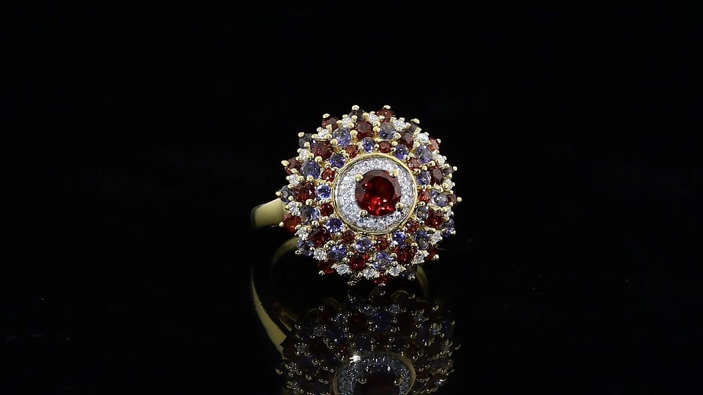 D''Joy Mozambique Garnet, Multi Gemstone Ring in 18K Vermeil YG Over Sterling Silver (Size 10.0) 2.85 ctw