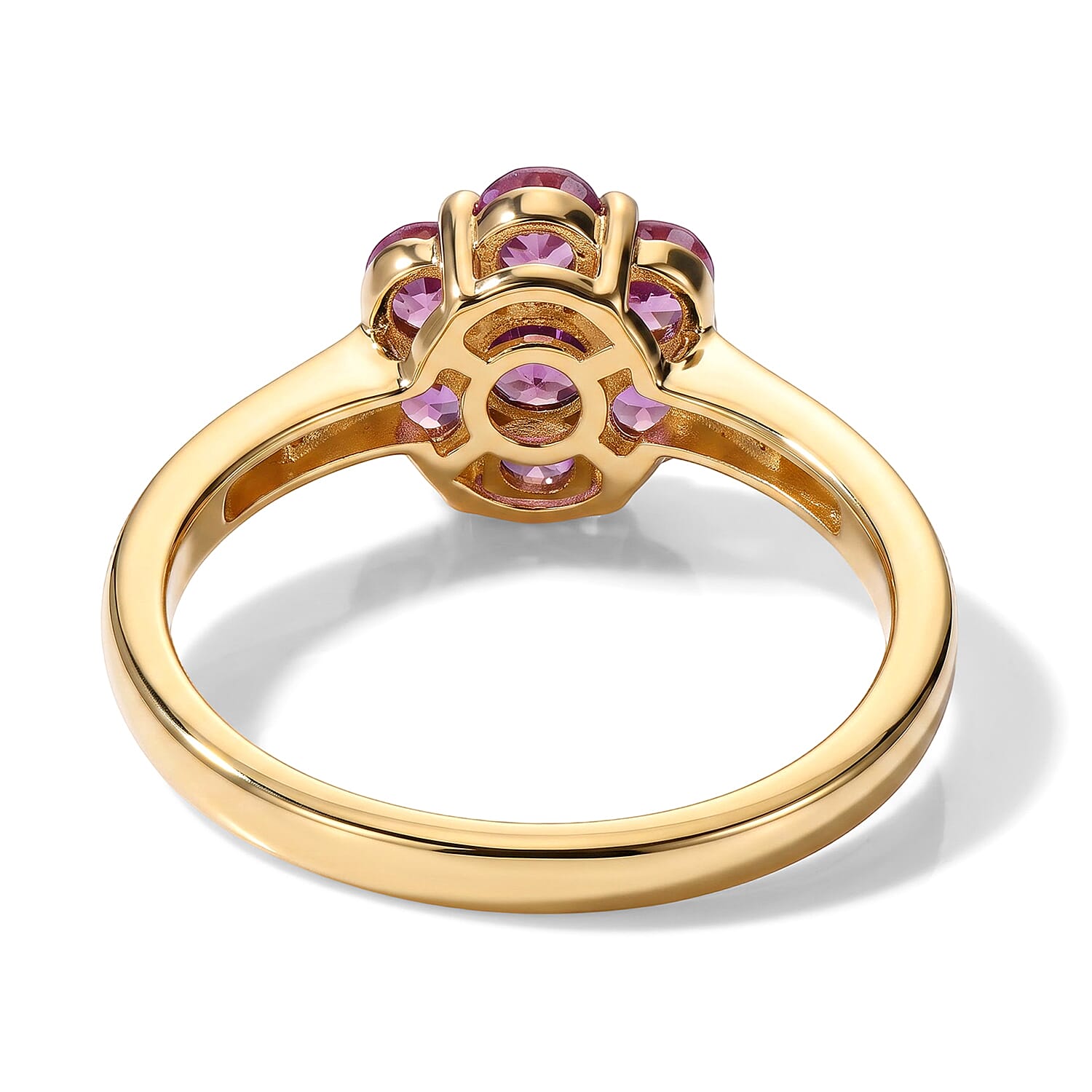 D'Joy Tanzanian Wine Garnet and Diamond 1.65 ctw Crimson Dahlia Ring in 18K Vermeil Yellow Gold Over Sterling Silver (Size 5.0)