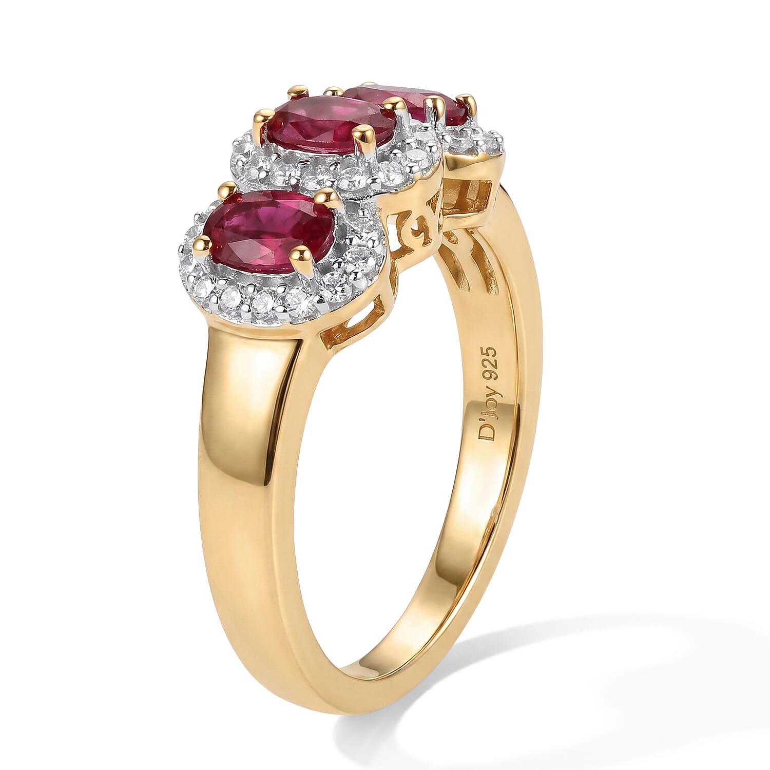 D'Joy Premium Tanzanian Wine Garnet and Moissanite 1.15 ctw Ring in 18K Vermeil Yellow Gold Over Sterling Silver (Size 5.0)