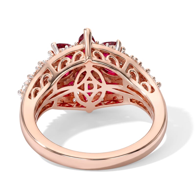 D'Joy Tanzanian Wine Garnet and Moissanite 2.35 ctw Ring in 18K Vermeil Rose Gold Over Sterling Silver (Size 5.0)