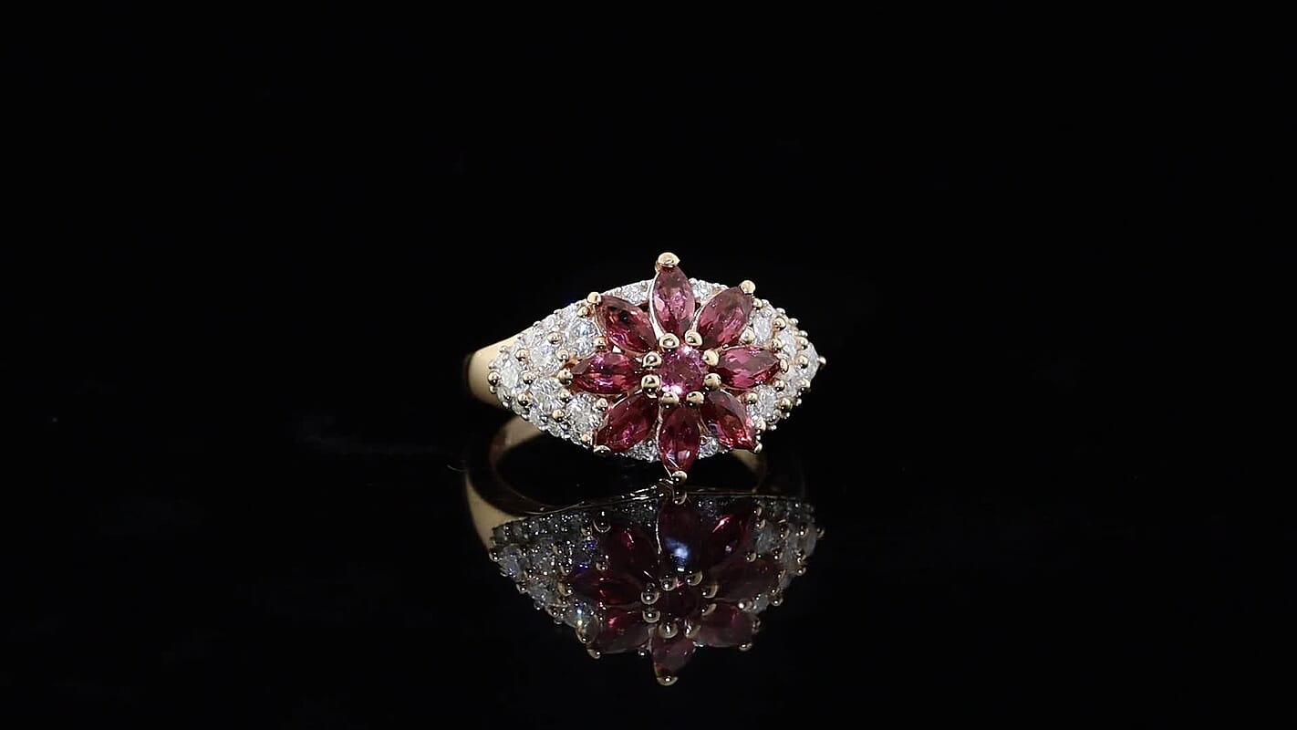 D''Joy Tanzanian Wine Garnet, Moissanite Ring in 18K Vermeil RG Over Sterling Silver (Size 10.0) 2.35 ctw