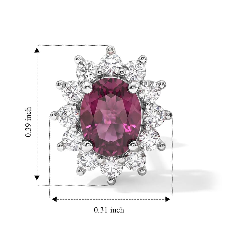 D'Joy Tanzanian Wine Garnet and Moissanite 1.20 ctw Earrings in Rhodium Over Sterling Silver