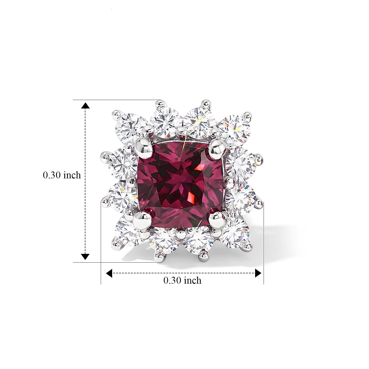 D'Joy Tanzanian Wine Garnet and Moissanite 1.35 ctw Stud Earrings in Rhodium Over Sterling Silver
