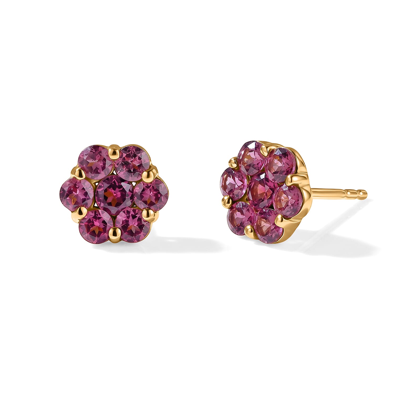 D'Joy Tanzanian Wine Garnet 2.20 ctw Earrings in 18K Vermeil Yellow Gold Over Sterling Silver