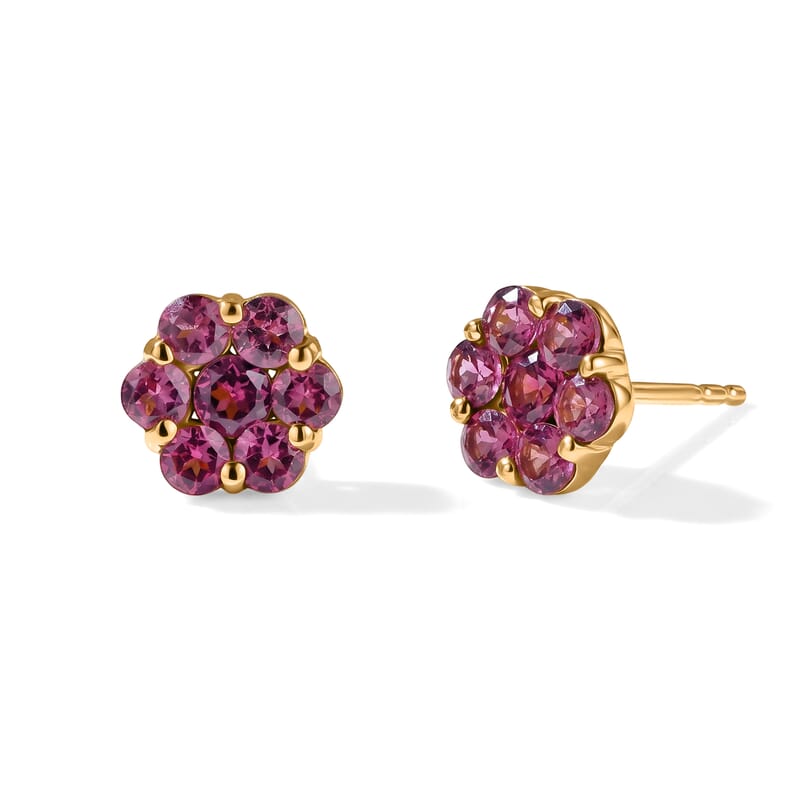 D'Joy Tanzanian Wine Garnet 2.20 ctw Earrings in 18K Vermeil Yellow Gold Over Sterling Silver