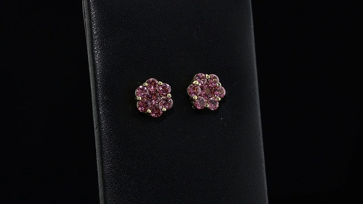 D''Joy Tanzanian Wine Garnet 2.20 ctw Earrings in 18K Vermeil Yellow Gold Over Sterling Silver