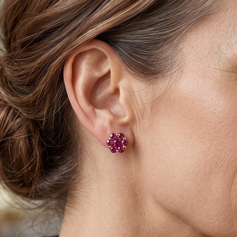 D'Joy Tanzanian Wine Garnet 2.20 ctw Earrings in 18K Vermeil Yellow Gold Over Sterling Silver
