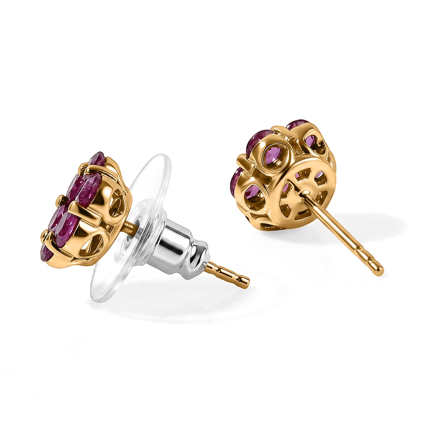 D'Joy Tanzanian Wine Garnet 2.20 ctw Earrings in 18K Vermeil Yellow Gold Over Sterling Silver