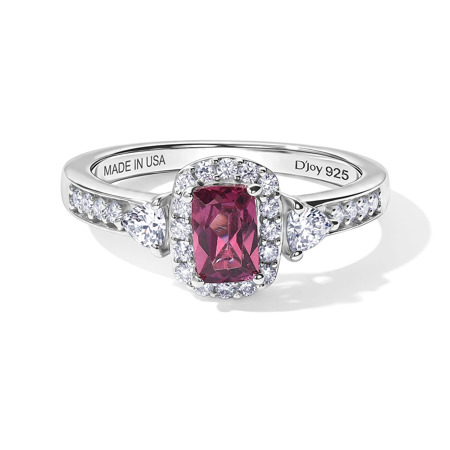 D'Joy Premium Tanzanian Wine Garnet and Moissanite 1.20 ctw Ring in Rhodium Over Sterling Silver (Size 5.0)