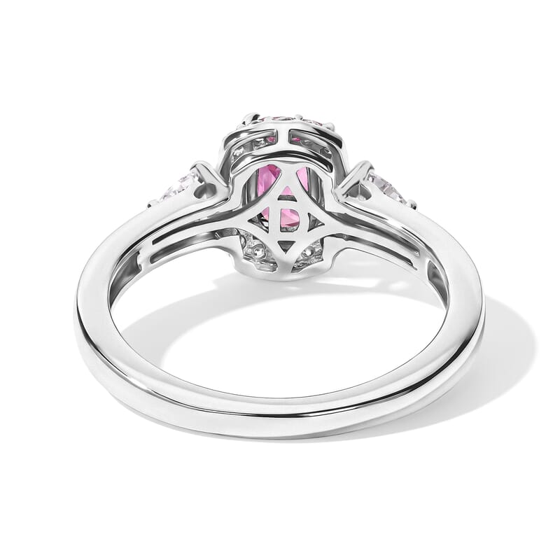 D'Joy Premium Tanzanian Wine Garnet and Moissanite 1.20 ctw Ring in Rhodium Over Sterling Silver (Size 5.0)