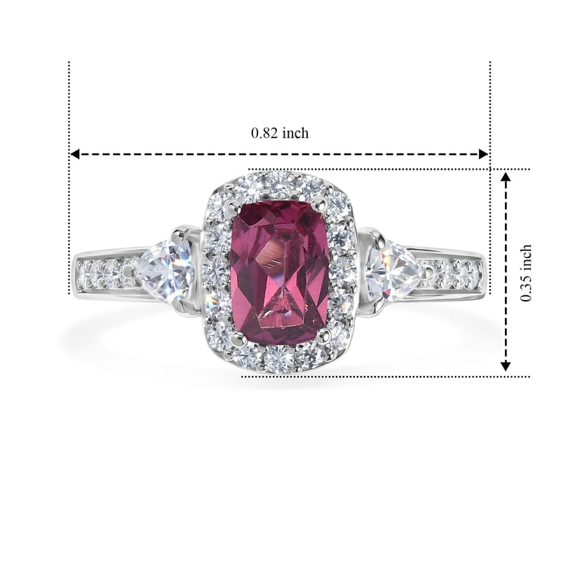D'Joy Premium Tanzanian Wine Garnet and Moissanite 1.20 ctw Ring in Rhodium Over Sterling Silver (Size 5.0)