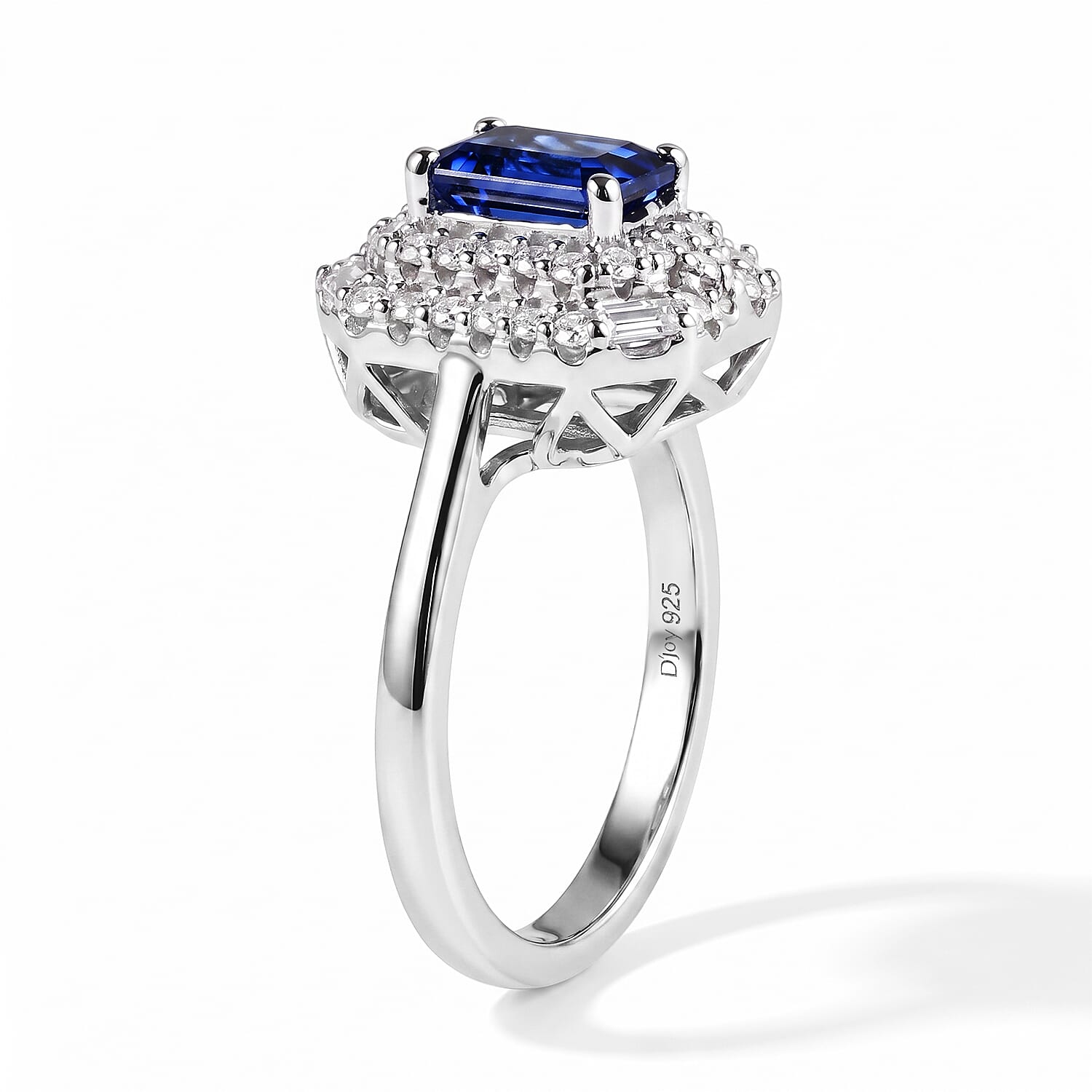 Certified and Appraised D'Joy Premium Tanzanite and Moissanite 1.40 ctw Ring in Rhodium Over Sterling Silver (Size 6.0)