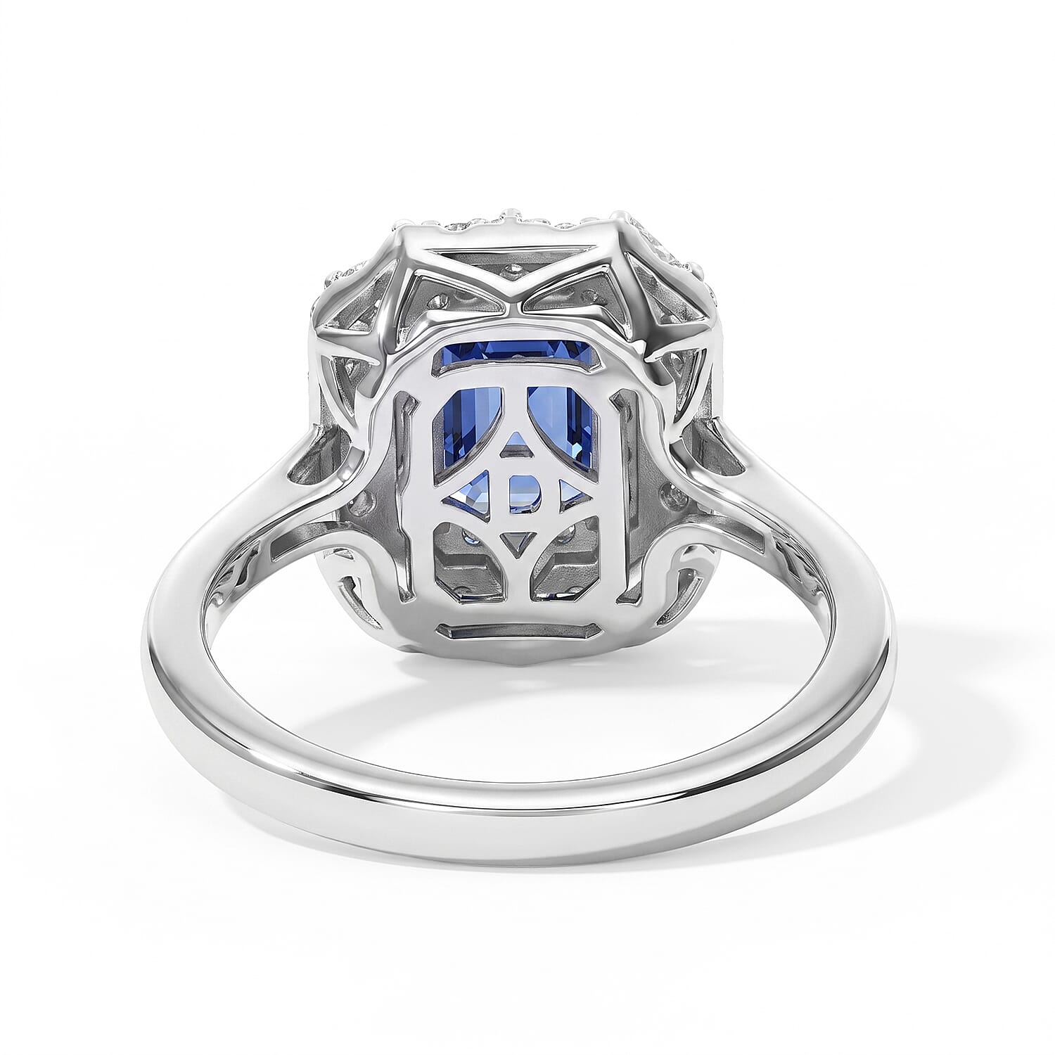 Certified and Appraised D'Joy Premium Tanzanite and Moissanite 1.40 ctw Ring in Rhodium Over Sterling Silver (Size 6.0)