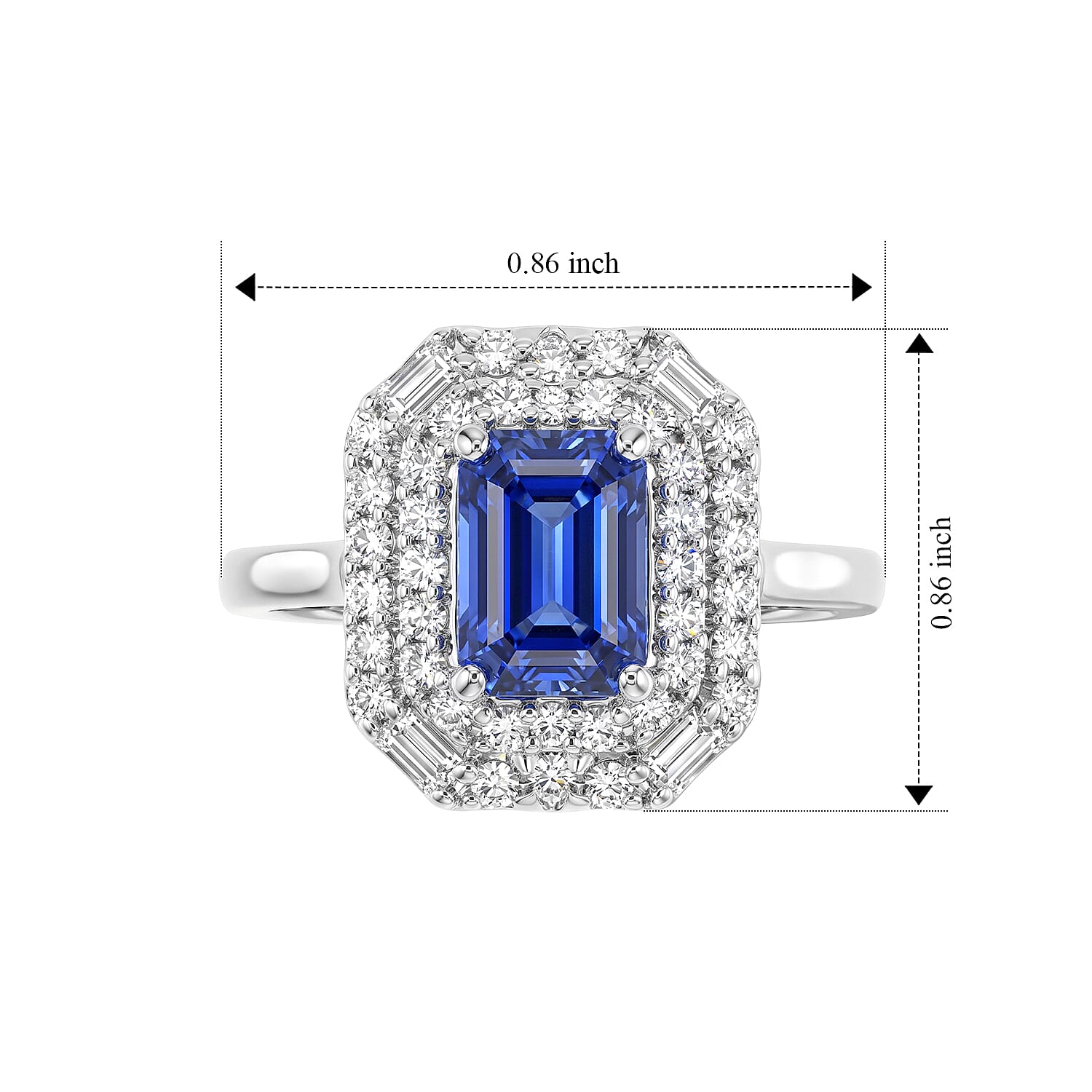 Certified and Appraised D'Joy Premium Tanzanite and Moissanite 1.40 ctw Ring in Rhodium Over Sterling Silver (Size 6.0)