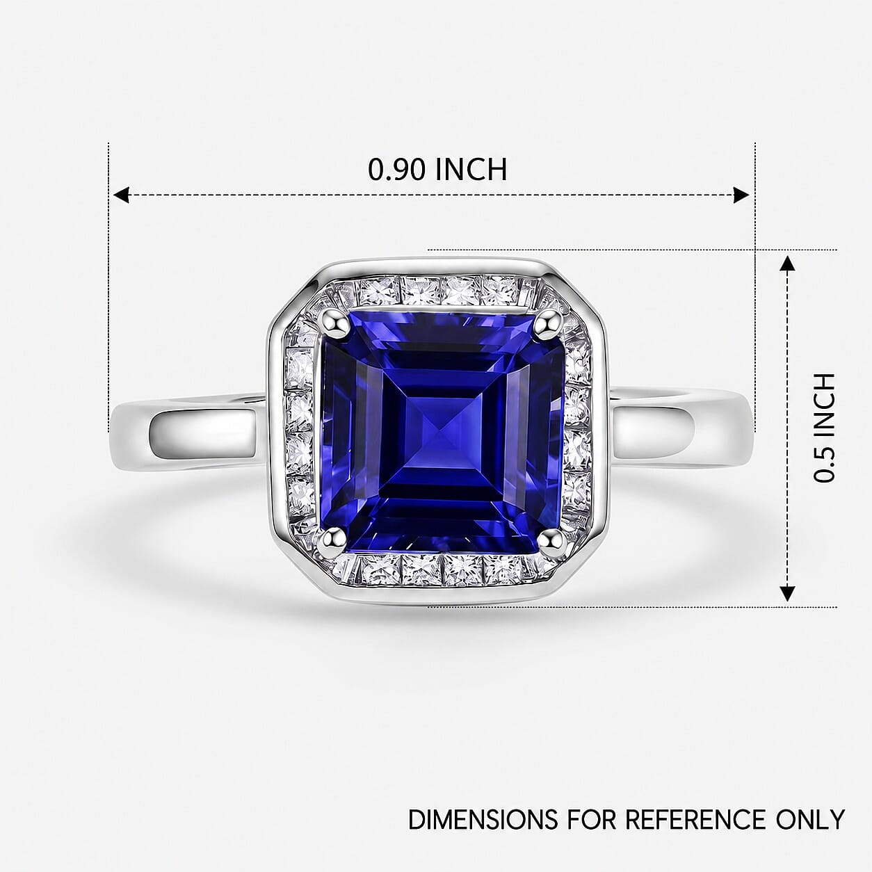 Certified & Appraised Rhapsody Asscher Cut AAAA Tanzanite and White Diamond VS-EF 2.80 ctw Ring in 950 Platinum (Size 6.0) 6.15 Grams