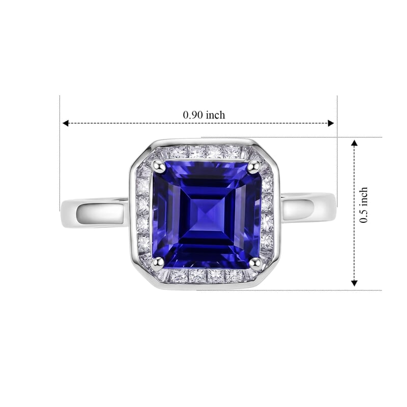 Certified & Appraised Rhapsody Asscher Cut AAAA Tanzanite and White Diamond VS-EF 2.80 ctw Ring in 950 Platinum (Size 7.0) 6.15 Grams