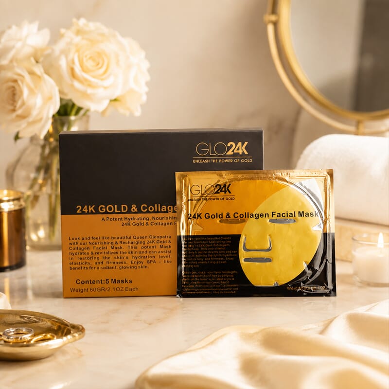 GLO24K Nourishing & Recharging 24K Gold Collagen Facial Mask