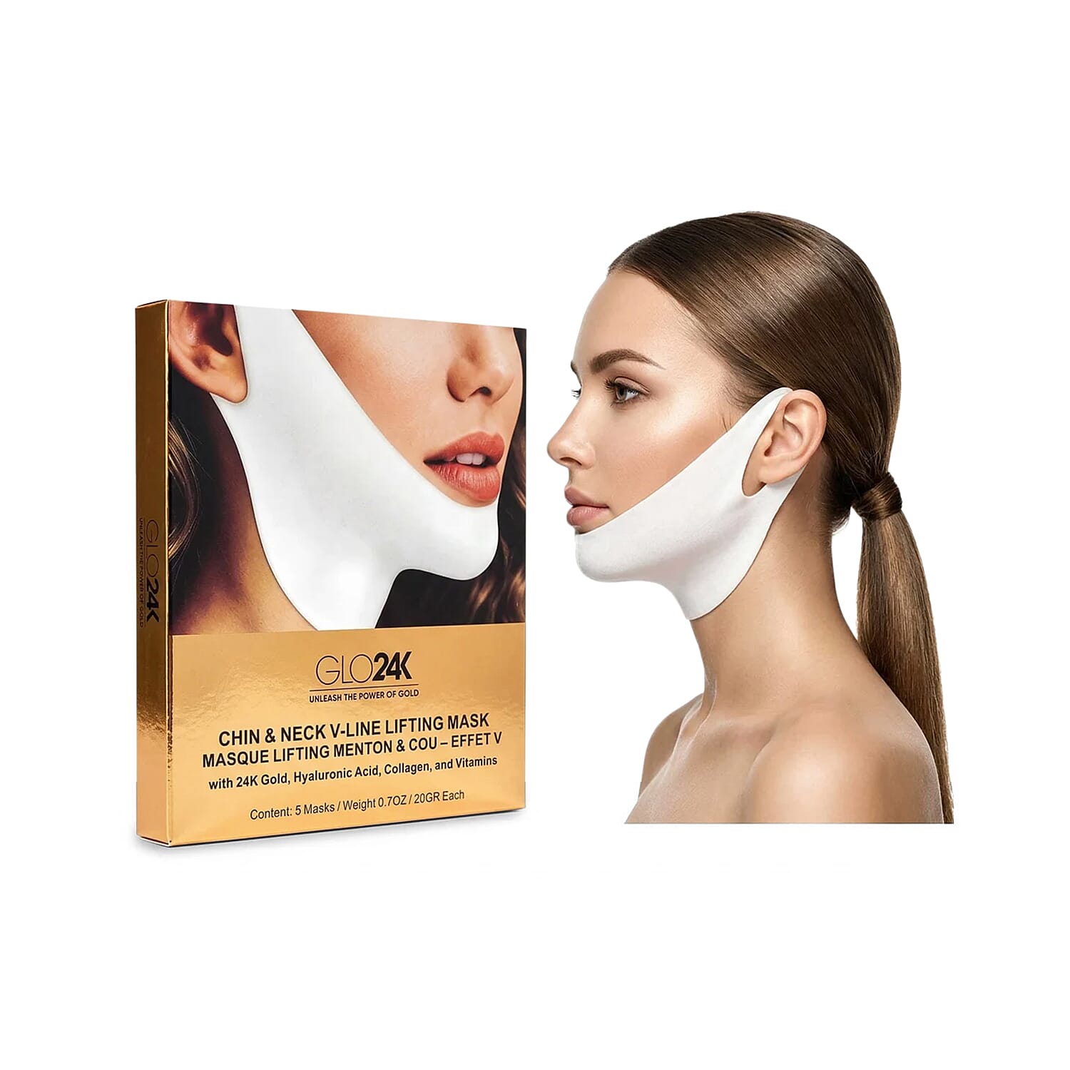 GLO24K Rejuvenating Chin & Neck V-line Lifting Mask