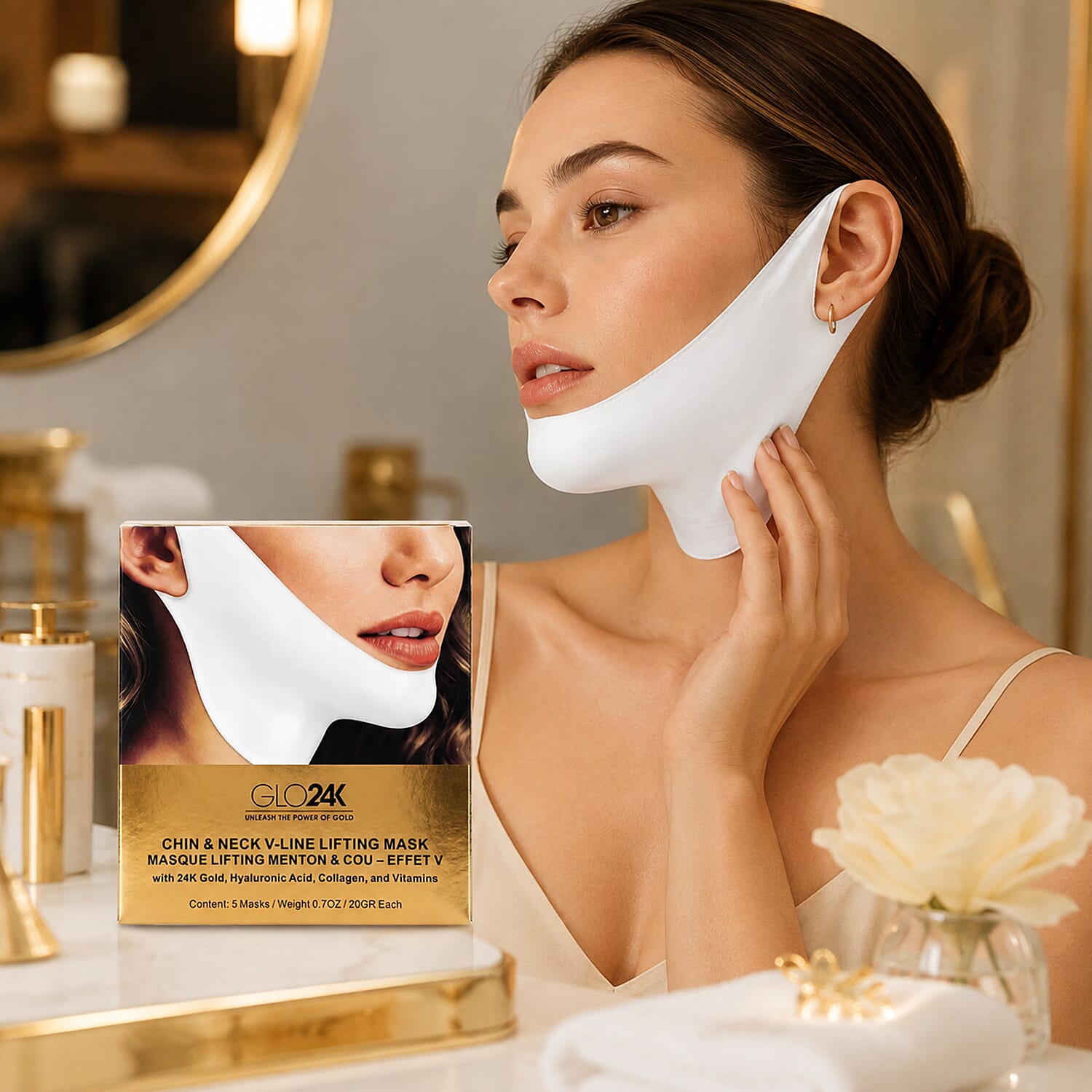 GLO24K Rejuvenating Chin & Neck V-line Lifting Mask