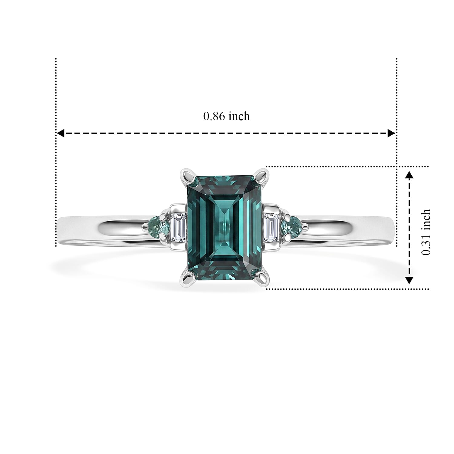 D'Joy Premium Monte Belo Indicolite, Paraiba Tourmaline and Diamond I2 0.75 ctw Trace of Blue Ring in Rhodium Over Sterling Silver (Size 7.0)