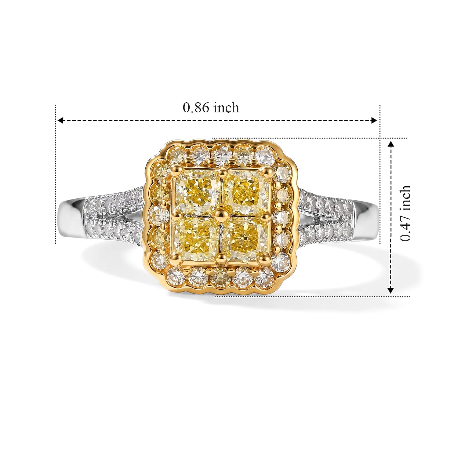 Doorbuster SGL Certified Luxoro Natural Yellow and White Diamond (I2) 1.00 ctw Golden Radiance Ring in 14K White Gold (Size 6.0)