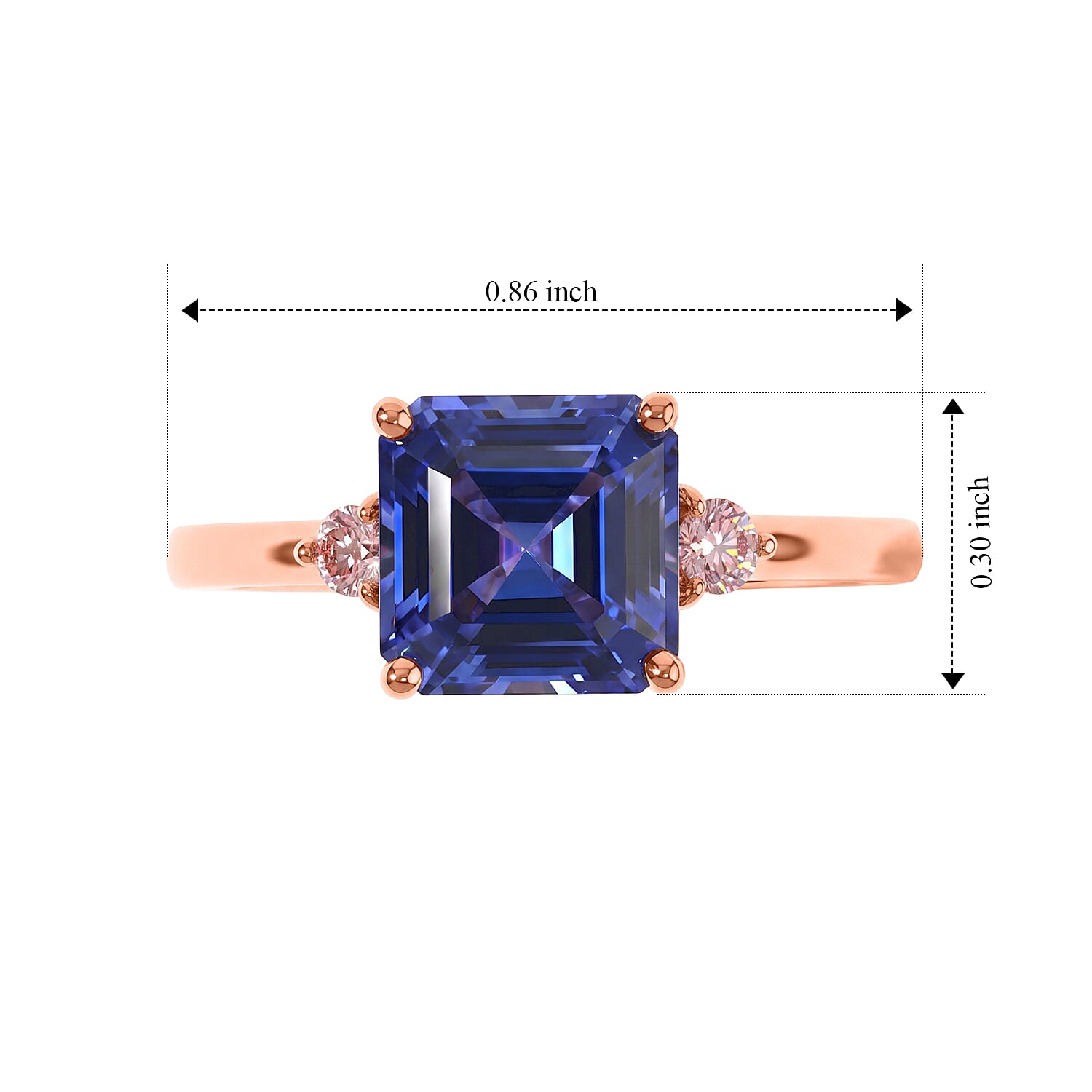 Premium Tanzanite and Luxuriant Lab Grown Pink Diamond E-F VS 2.60 ctw Royal Blue Ring in 10K Rose Gold (Size 7.0)