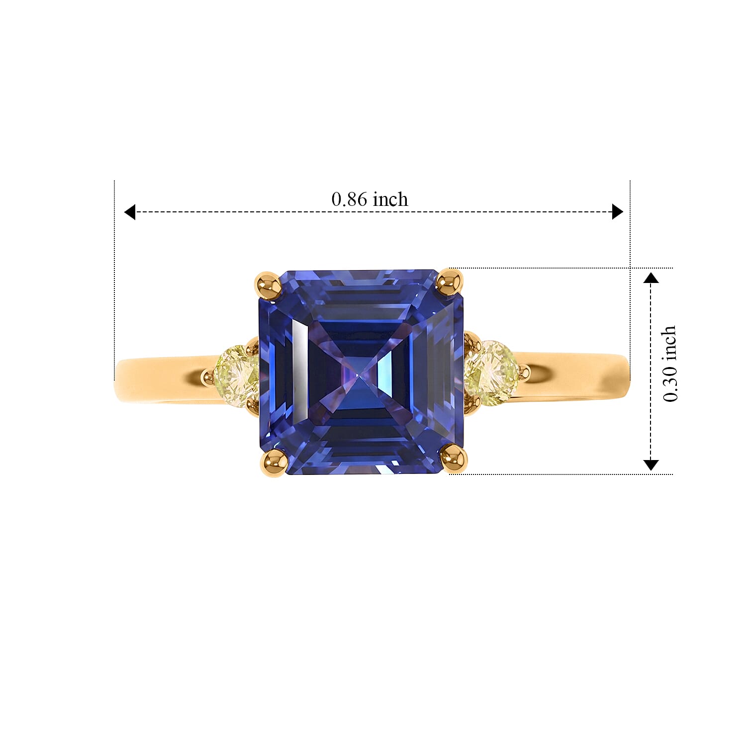Premium Tanzanite and Luxuriant Lab Grown Yellow Diamond EF VS 2.60 ctw Ring in 10K Yellow Gold (Size 7.0)