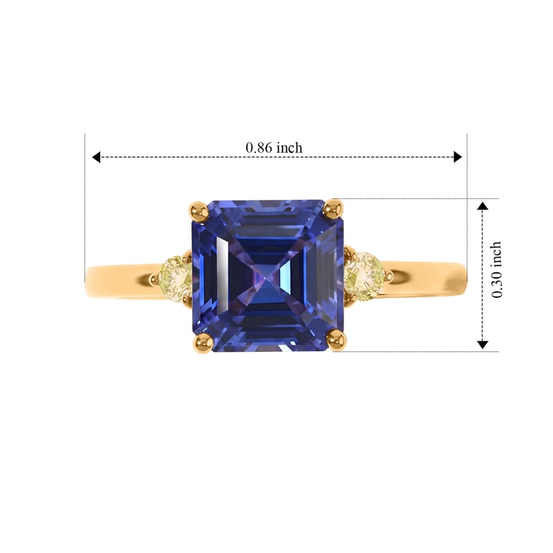 Premium Tanzanite and Luxuriant Lab Grown Yellow Diamond EF VS 2.60 ctw Ring in 10K Yellow Gold (Size 7.0)