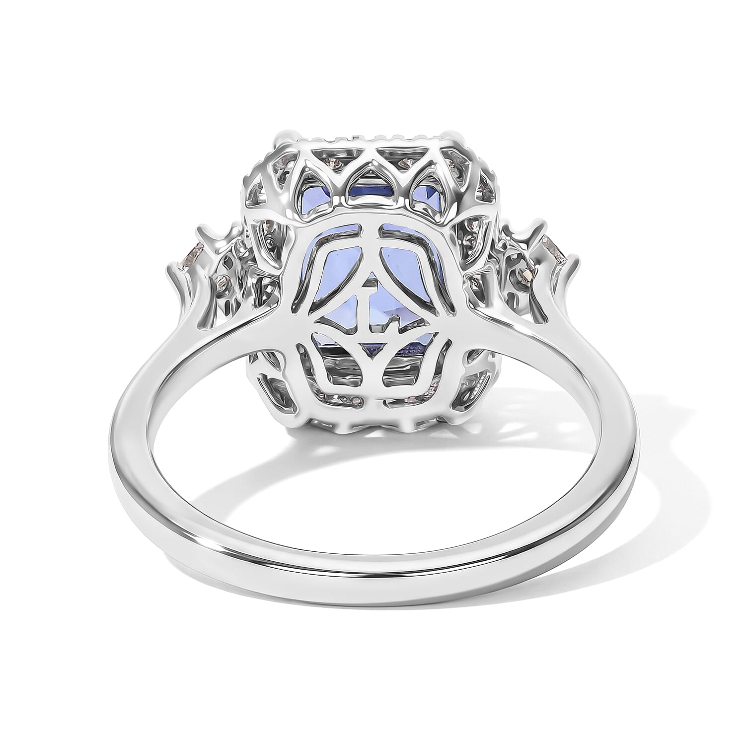 Certified and Appraised AAA Tanzanite and Luxuriant Lab Grown Diamond G-H SI 2.86 ctw Ring in 10K White Gold (Size 6.0)