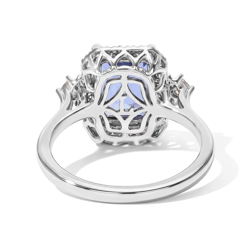 Certified and Appraised AAA Tanzanite and Luxuriant Lab Grown Diamond G-H SI 2.86 ctw Ring in 10K White Gold (Size 6.0)