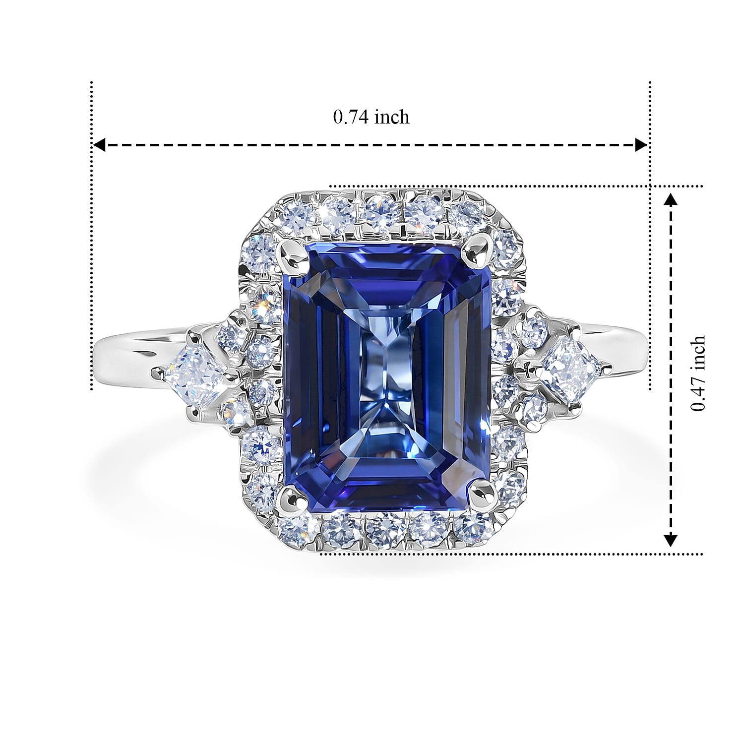 Certified and Appraised AAA Tanzanite and Luxuriant Lab Grown Diamond G-H SI 2.86 ctw Ring in 10K White Gold (Size 6.0)