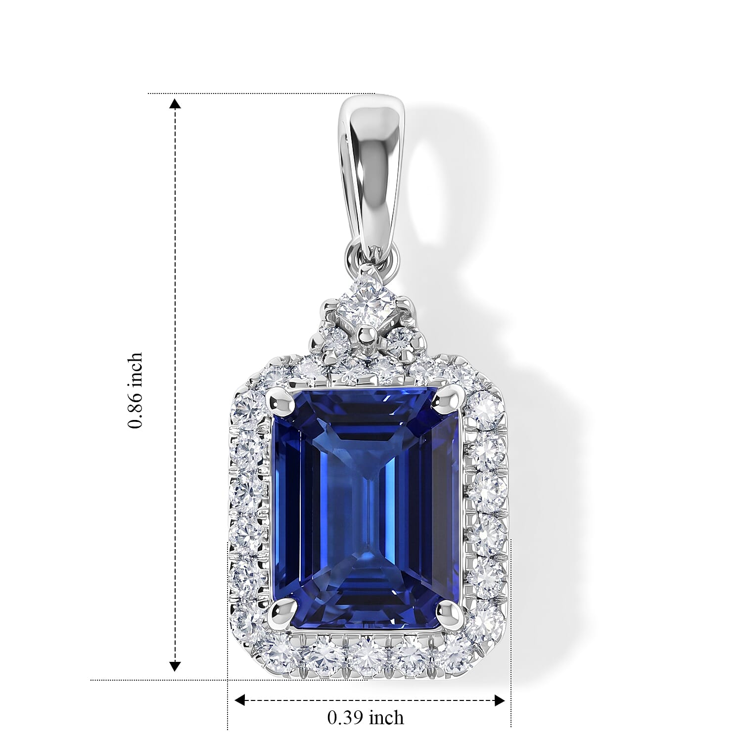 Certified and Appraised AAA Tanzanite and Luxuriant Lab Grown Diamond G-H SI 2.77 ctw Pendant without Chain in 10K White Gold