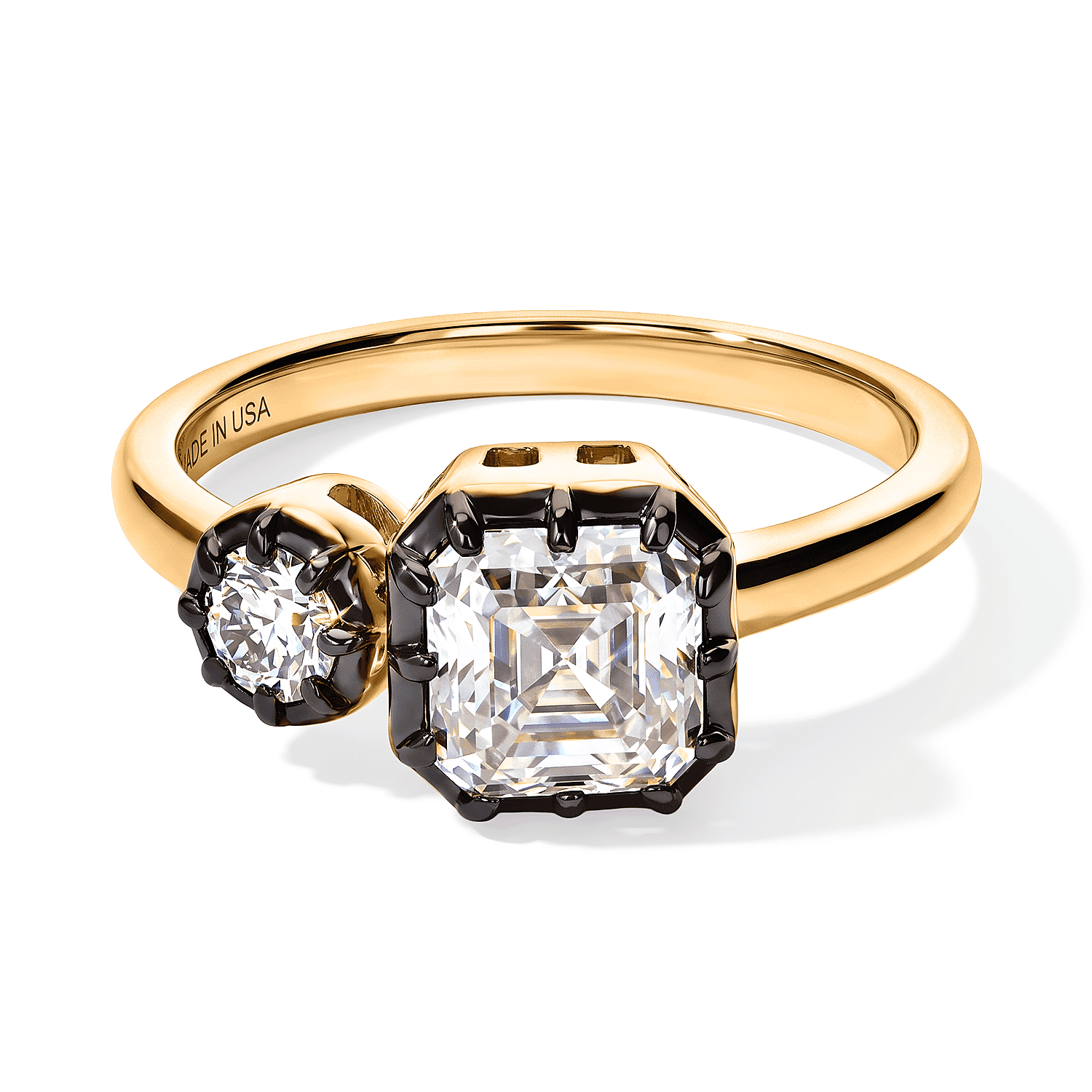 D''Joy Asscher Cut Moissanite (Oct 6x6mm) Ring in 18K Vermeil YG Over Sterling Silver (Size 10.0) 1.30 ctw