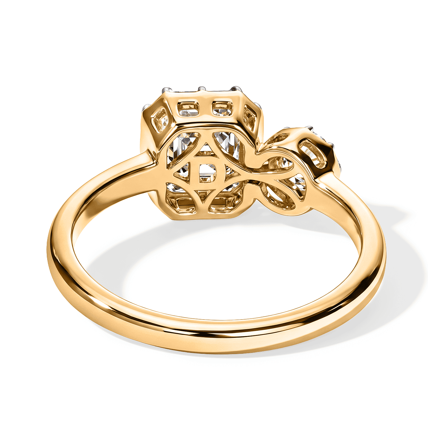 D'Joy Asscher Cut Moissanite 1.30 ctw Ring in Black E-Coat and 18K Vermeil Yellow Gold Over Sterling Silver (Size 5.0)