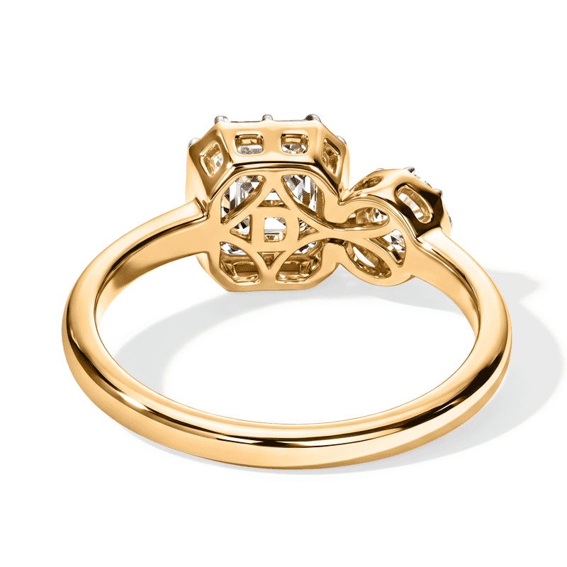 D'Joy Asscher Cut Moissanite 1.30 ctw Ring in Black E-Coat and 18K Vermeil Yellow Gold Over Sterling Silver (Size 5.0)